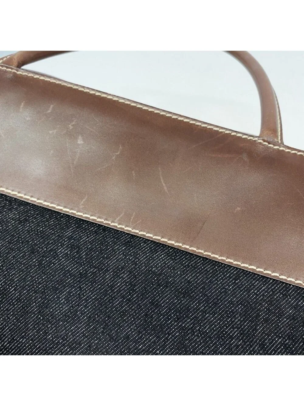 Chanel Tote Denim Black Brown Gold